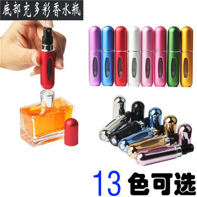 5 Buah Botol Semprot Parfum Isi Ulang Aluminium Mini Portabel dengan Wadah Kosmetik dengan Penyimpanan Alat untuk Wisatawan