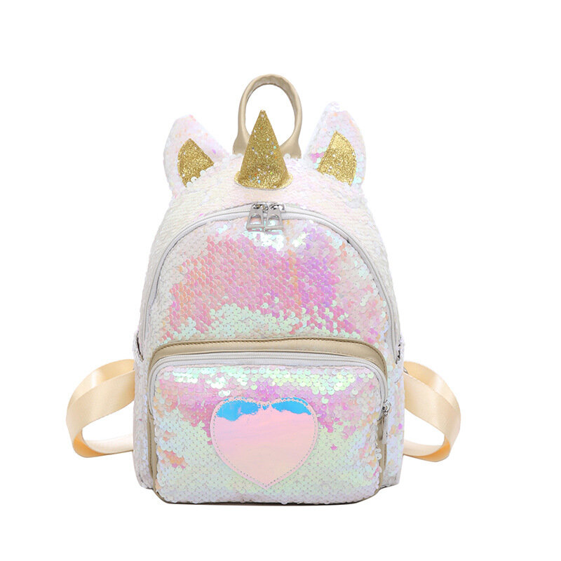 Золотой, серебряный рюкзак с блестками и единорогом, модная блестящая школьная сумка для книг, милая голограмма, лазерная искусственная кож...