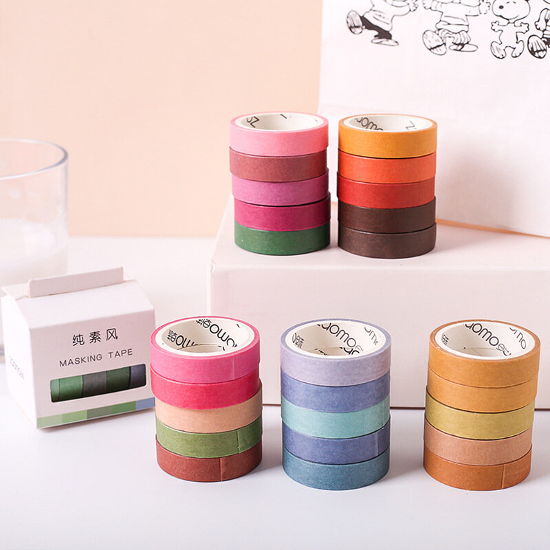 1 caixa diy arco-íris cor sólida fita scrapbooking decoração conjunto de fita de máscara washi auto adesivo material escolar escritório