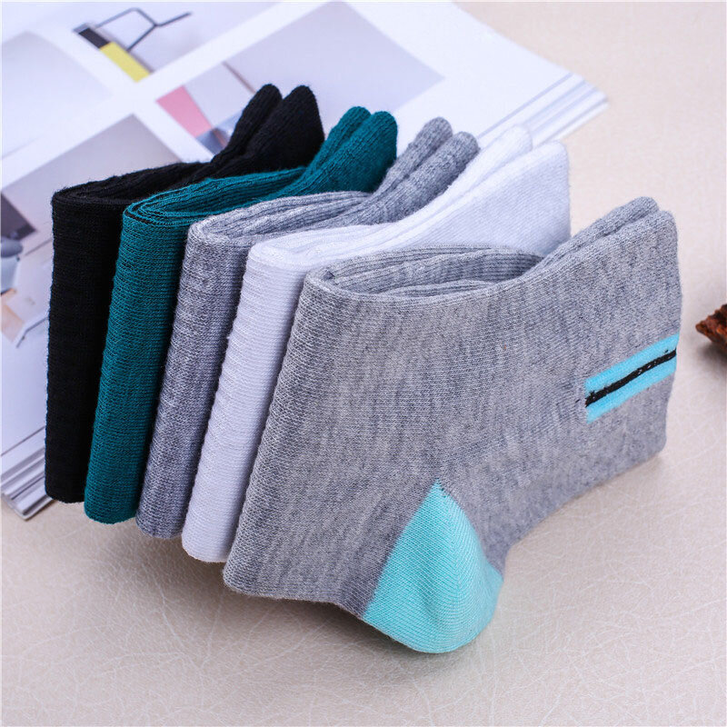 Calcetines de algodón transpirables para hombre, medias coloridas de retales, caja de regalo, novedad, 5 pares