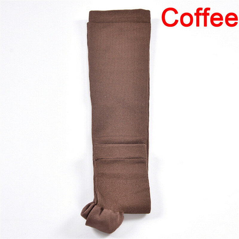 1 pair Compression socks Elastic Toeless Compression Socks Stockings Support Knee High Tip Open