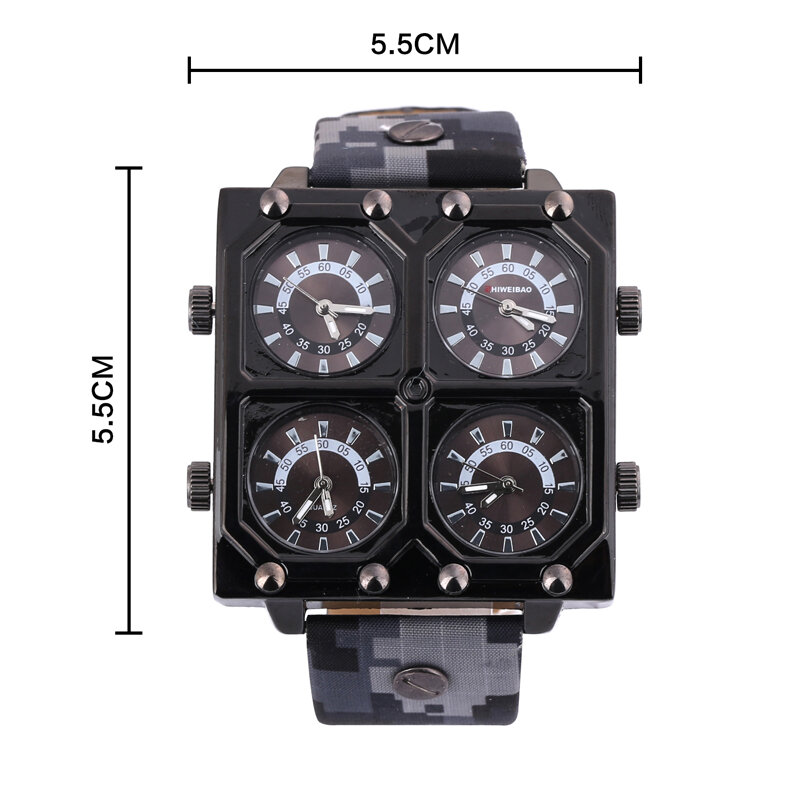 Shiweibao 쿼츠 시계 남성 시계 럭셔리 브랜드 네 시간대 밀리터리 손목 시계 위장 스트랩 스포츠 Reloj Hombre New