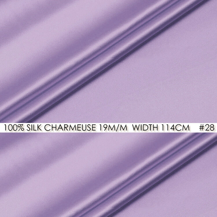Cisuli 100% seda charmeuse cetim 114cm largura 19momme/100% puro mulberry tecido de seda vestidos de festa tissu violeta não 28