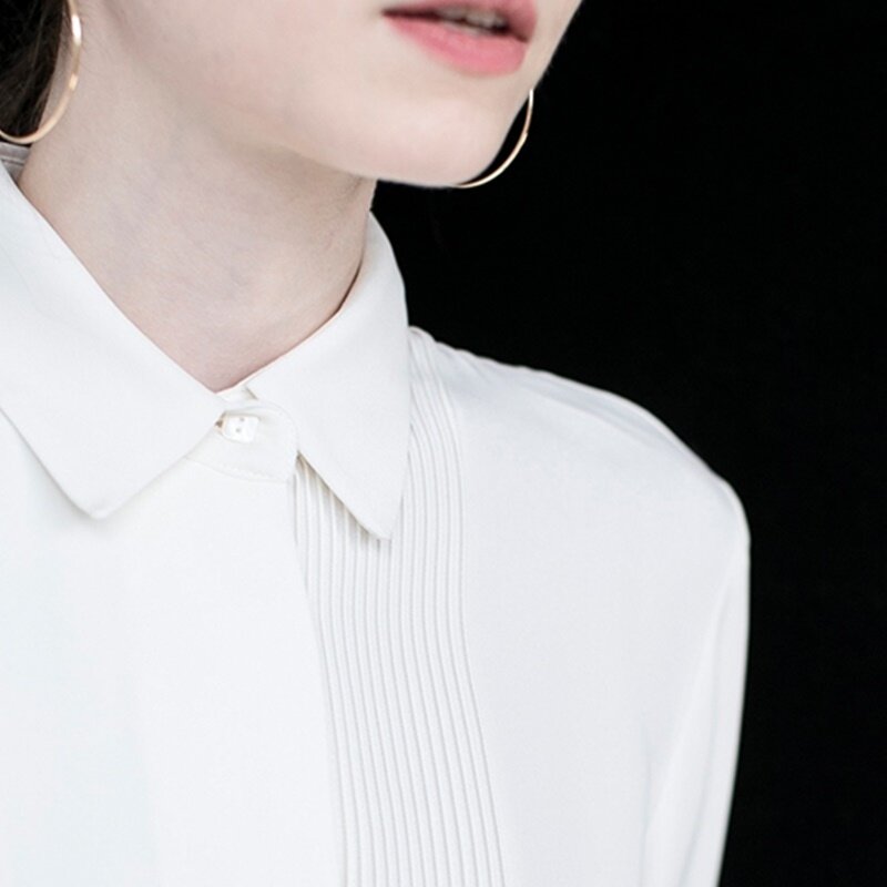 Camisa de manga larga para mujer, ropa blanca coreana, elegante, para oficina y negocios, Tops y blusas de gasa, DD2085, 2019