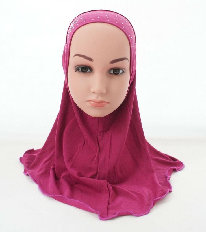 Foulard Hijab Arabe Musulman avec Strass pour Enfant Fille de 2 à 6 Ans, Châle, Bonnet, Écharpe Islamique