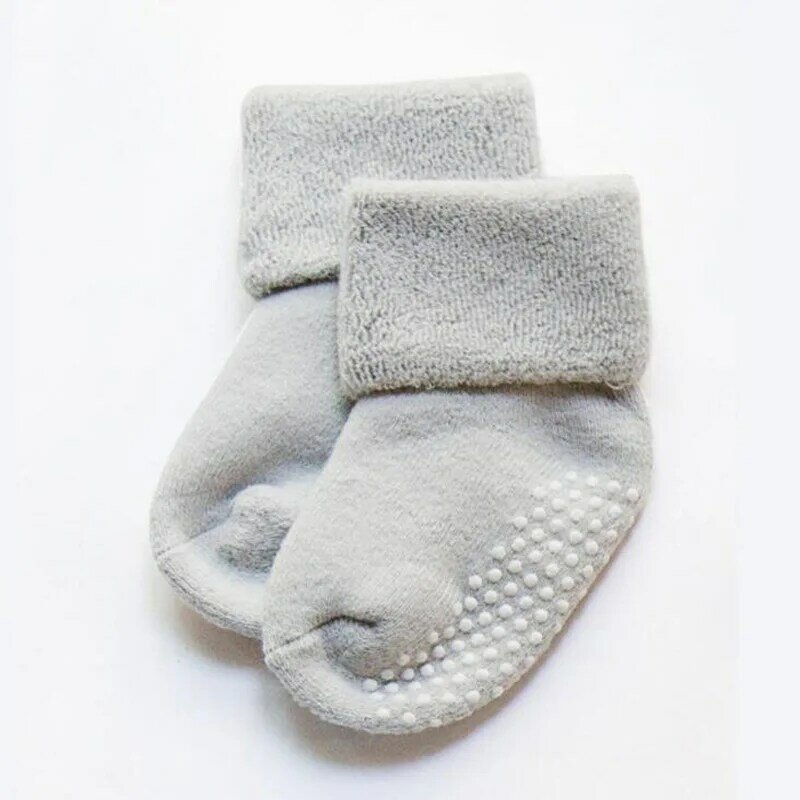 Calcetines gruesos de algodón para bebé, medias antideslizantes para pies, otoño e invierno, novedad