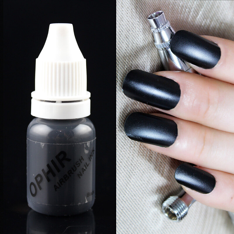 OPHIR aerógrafo tinta de uñas para Plantilla de uñas, arte de pulido, pigmento de tatuaje temporal, botella de 10 ML, TA098(1-12)