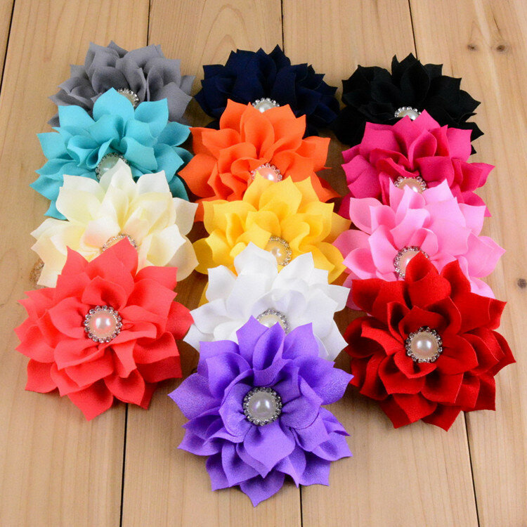 20 pcs/lot ,3.5 inch Starburst crystal pearl flowers, fabric flowers