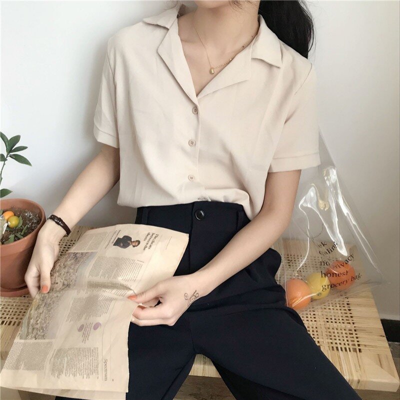 Moda manga comprida camisa casual blusa topos solto blusas femininas