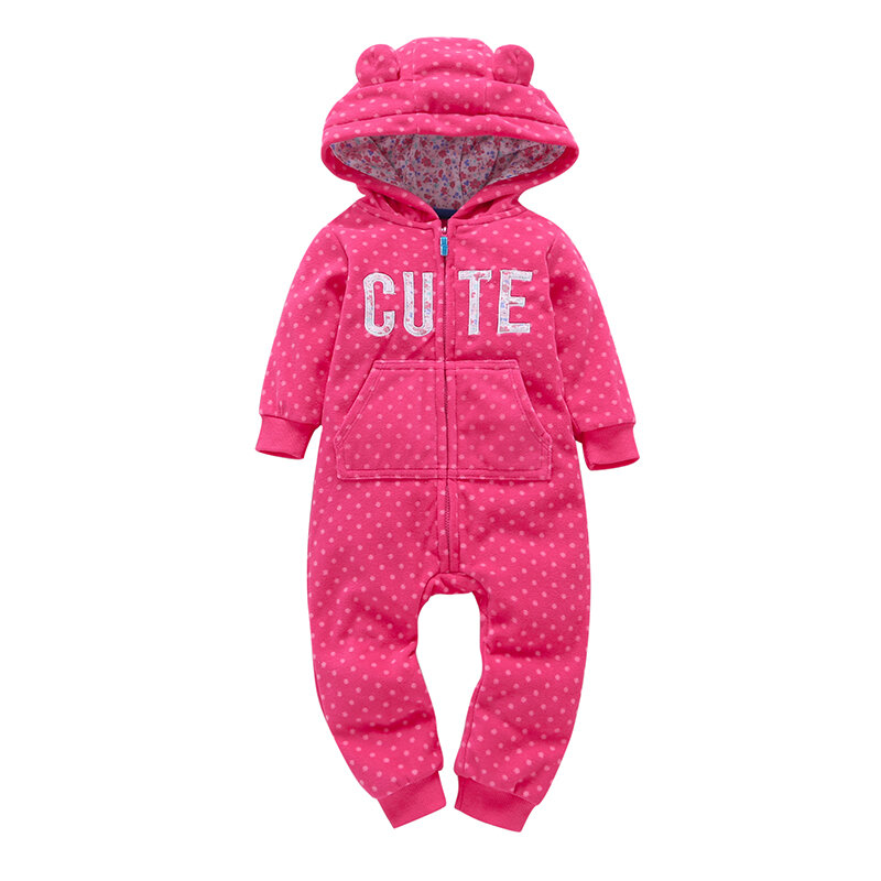 baby girl clothes dot long sleeve hooded jumpsuit newborn toddler fleece love rompers 2019 unisex new born boy winter costume