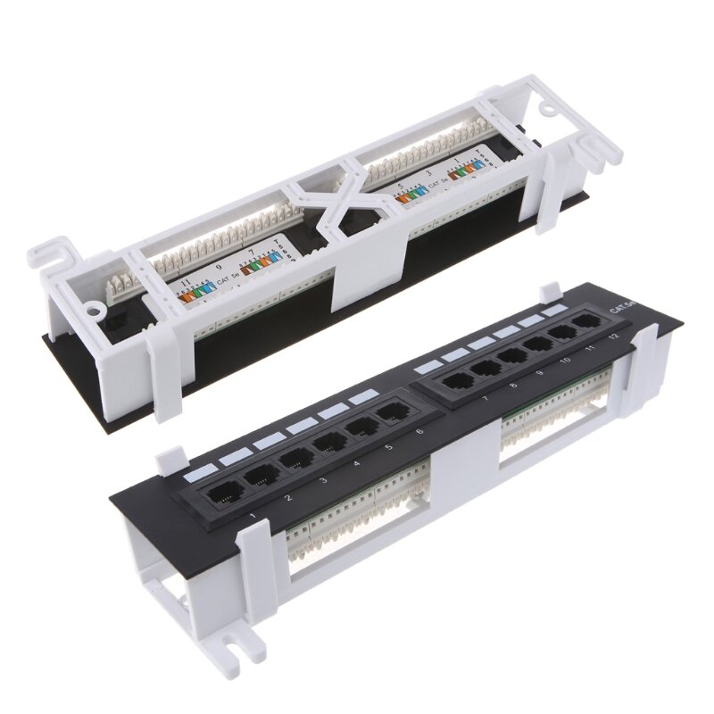 12 Poort CAT5 CAT5E Patch Panel RJ45 Networking Wall Mount Rack Beugel