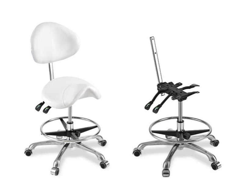 창의적인 안장 의자 리프팅 미용 이발 의자, 슬라이딩 문신 회전 의자, 발판 조절 가능한 인체 공학 시트