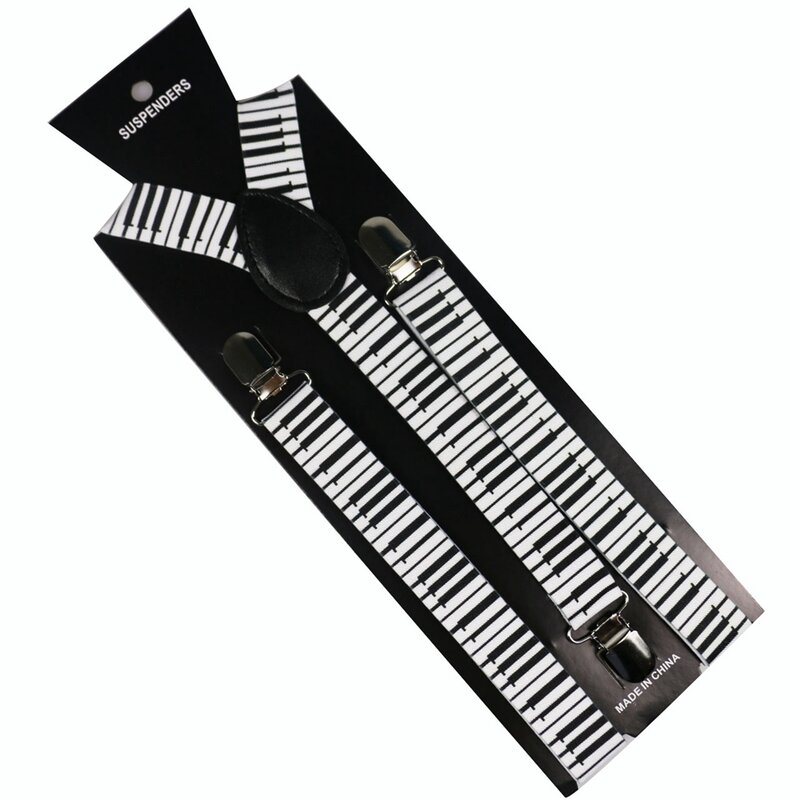 Unisex fortepian klucz szelki kształt Y szelki dla mężczyzn kobiet na ślub koszula mecz szelki