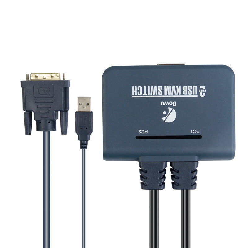 สวิตช์ DVI พร้อมสวิตช์ควบคุมสายไฟ2 in 1 USB เม้าส์และคีย์บอร์ดจอมอนิเตอร์ HD หน้าจอคอมพิวเตอร์ KVM สวิตช์