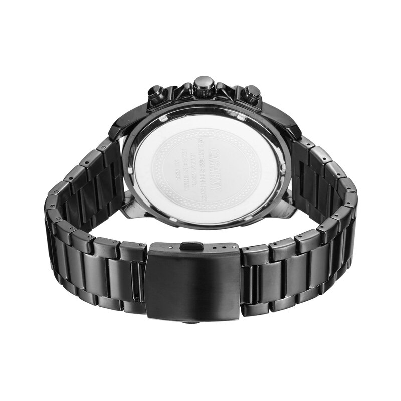 Cagarny homens relógios de quartzo homem relógio topo marca luxo preto aço banda relógio para homem à prova dwaterproof água data militar relogio masculino
