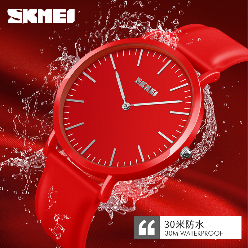Reloj de cuarzo de mujer elegante a la moda SKMEI impermeable Multi-color rojo blanco señora reloj de pulsera Digital de silicona reloj de pulsera