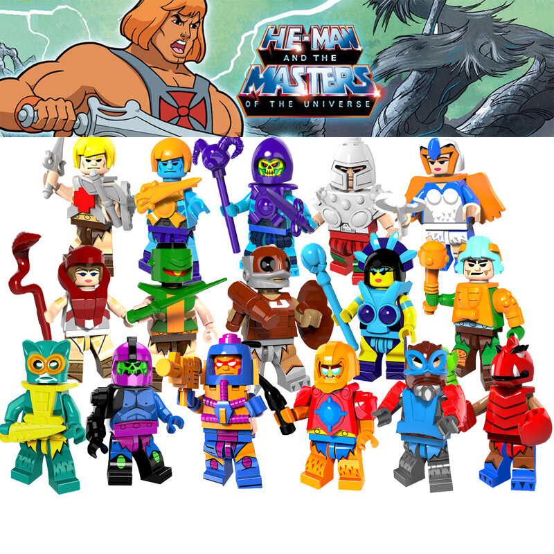 1Pcs He-Man Masters Super Heroes Trap Jaw Clawful Ram Man Paker Ske Letor Zodak Building Blocks Toys