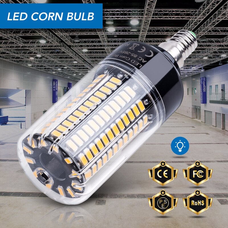 Lâmpada de milho LED de alta potência, E27, 220V, B22, 28, 40, 72, 108, 132, 156, 189LEDs, SMD 5736, sem cintilação, 110V, 85-265V