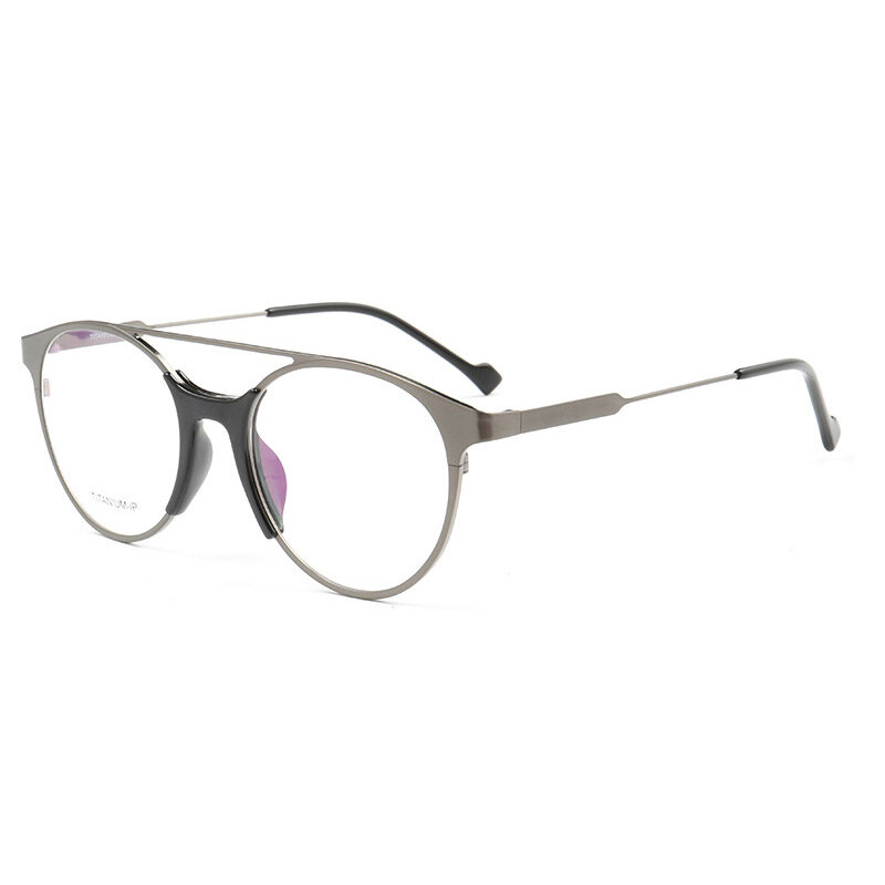 Youtop óculos de titânio puro para mulheres, redondo e oval ponte dupla para óculos de prescrição 9125