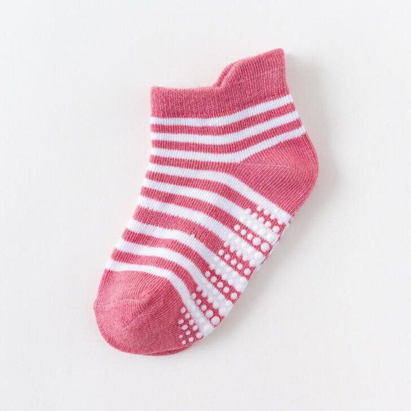 Calcetines de algodón con pegamento antideslizante para niños y niñas, medias de suelo para bebés, novedad, 6 pares por lote