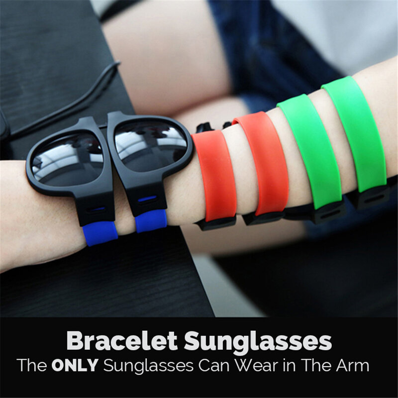 Fancy Slap Wristband Men Polarized Wrist Sunglasses Folding Women Roll Bracelet 2024 Trend Foldablen Square Sun Glasses