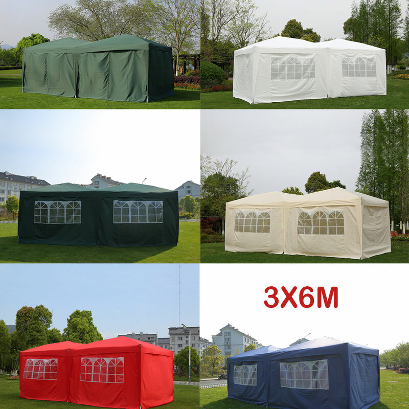 Panana Large 6x3m WATERPROOF Pop Up Garden Gazebo Arbor Party Tent with Sides Window Bag Country Fair fit 4-6 people Rapid Tent