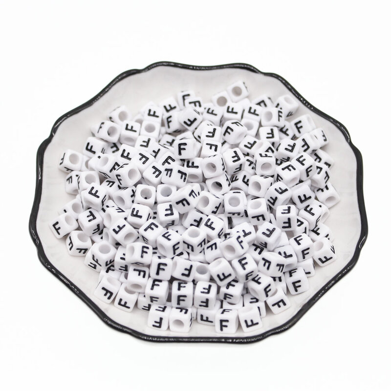 CHONGAI-쥬얼리 제작 용 아크릴 싱글 알파벳/글자 큐브 비즈 100/500 개/500 그램, DIY 루즈 비즈 6x6mm
