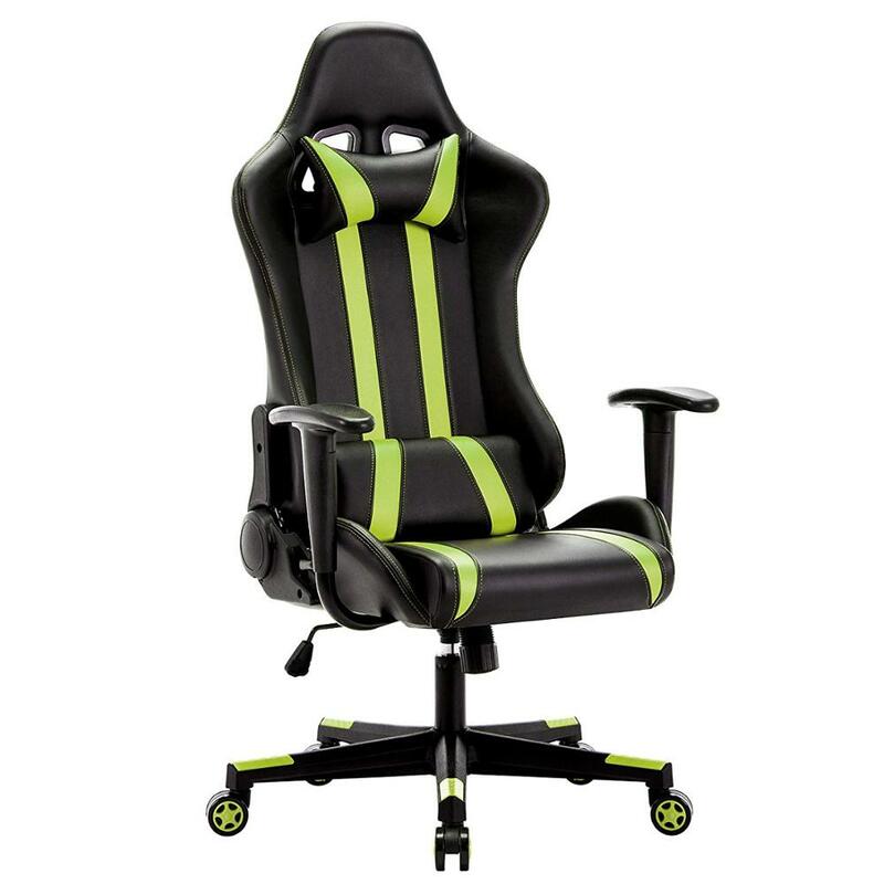 Racing Executive Chair Computer Chair PU Gaming Chair with Headrest Lumbar Cushion 135 Degree Reclining Angle GB