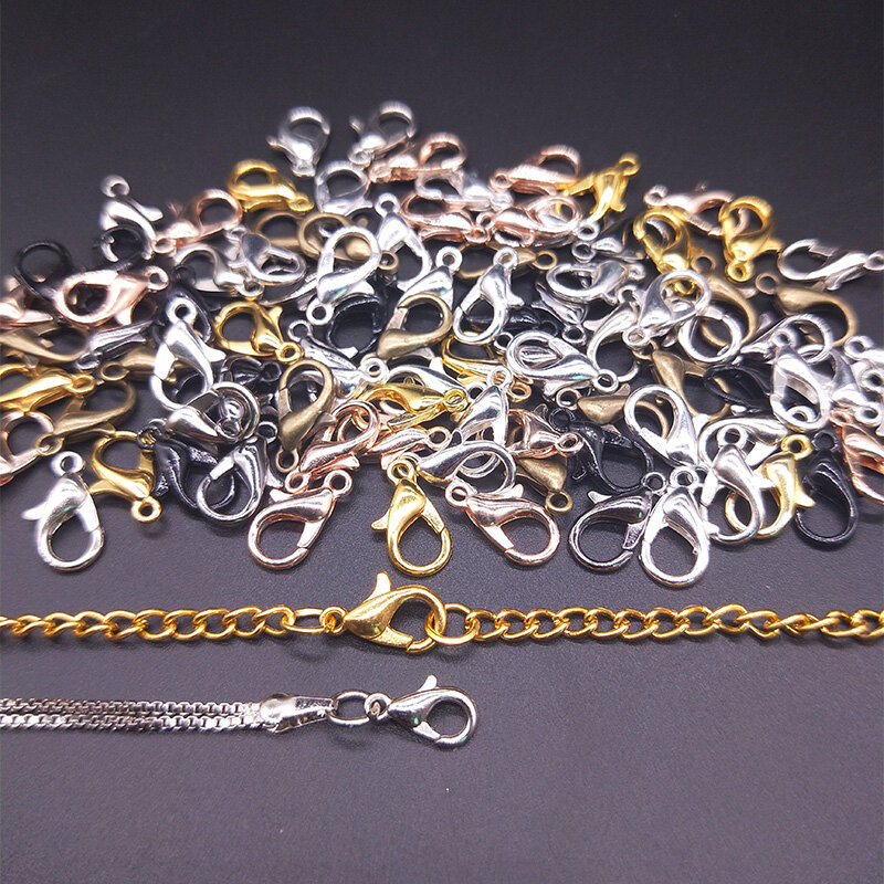 Gancho de cierre de langosta y anillos de salto de círculo abierto, accesorios de hebilla de pulsera de collar DIY, hallazgos de joyería, 30 piezas, 100 piezas