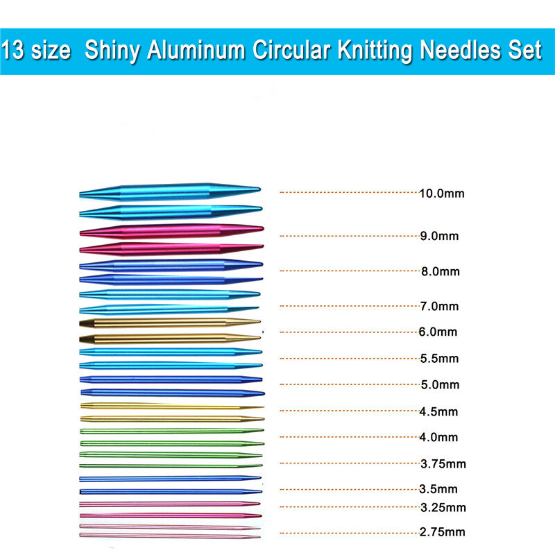 KOKNIT набор алюминиевых круговых спиц, 26 шт. сменных спиц для вязания с чехлом для любых узоров и пряжи