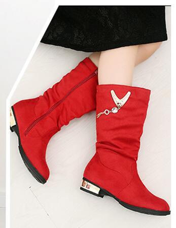 뜨거운 겨울 새로운 어린이 부츠 여자 가죽 신발 한국어 패션 높은 어린이 부츠 공주 신발 크기 26-37