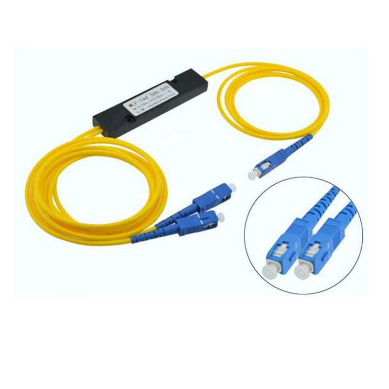 Mini divisor de fibra óptica, sc upc plc 1x2 sc upc, modo único, 1260-1650nm fbt