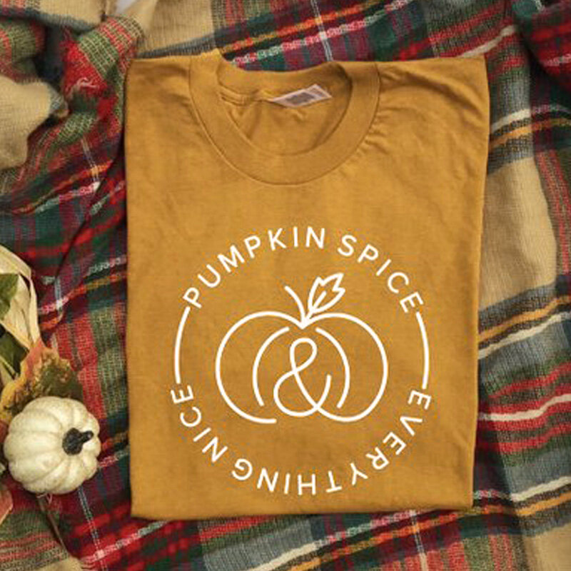 Pumpkin Spice Everything Nice T-shirt Fashion Women Pumpkin Graphic Funny Tee Top Summer Crew Neck Tumblr Halloween Party Tshirt