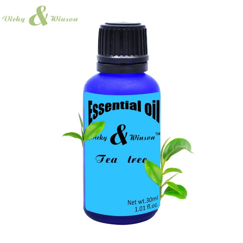 Vicky & winson óleo essencial de aromaterapia, óleos essenciais de árvore do chá 30ml, umidificador solúvel em água, desodorização de planta pura