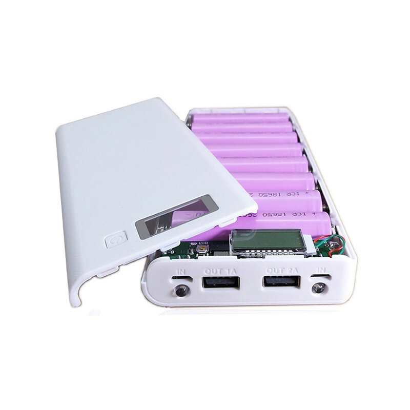 8x18650 diy caixa de armazenamento de bateria banco de energia móvel carregador rápido 5 v 2.4a dupla usb telefone powerbank caso para xiaomi huawei iphone