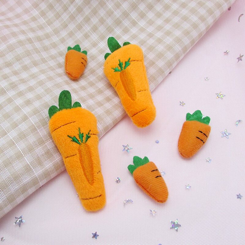 10pcs/50pcs/lot cartoon plush soft carrots padded applique for kids headwear garment shoe decorate DIY accessories