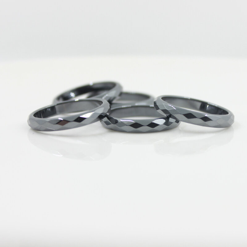 Fashion Grade AAA Quality 4 mm Width Faceted Hematite Rings (1 Piece)  HR1001