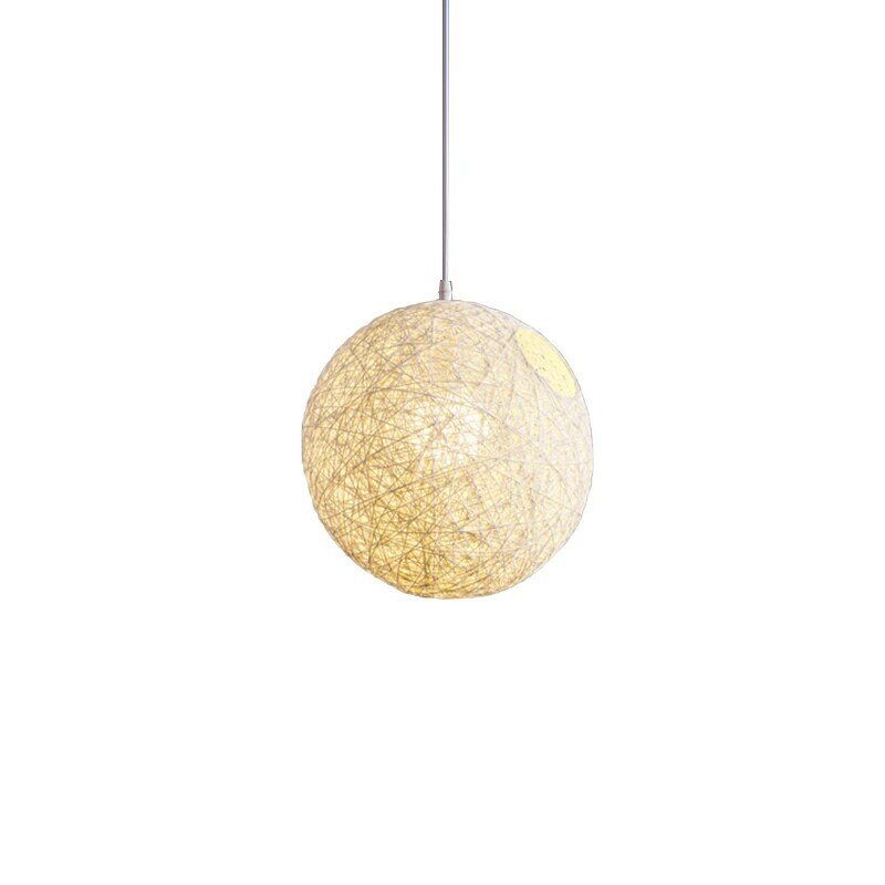 Bamboo, Rattan And Hemp Ball Chandelier Individual Creativity Spherical Rattan Nest Lampshade for Garden Patio,Wedding Party