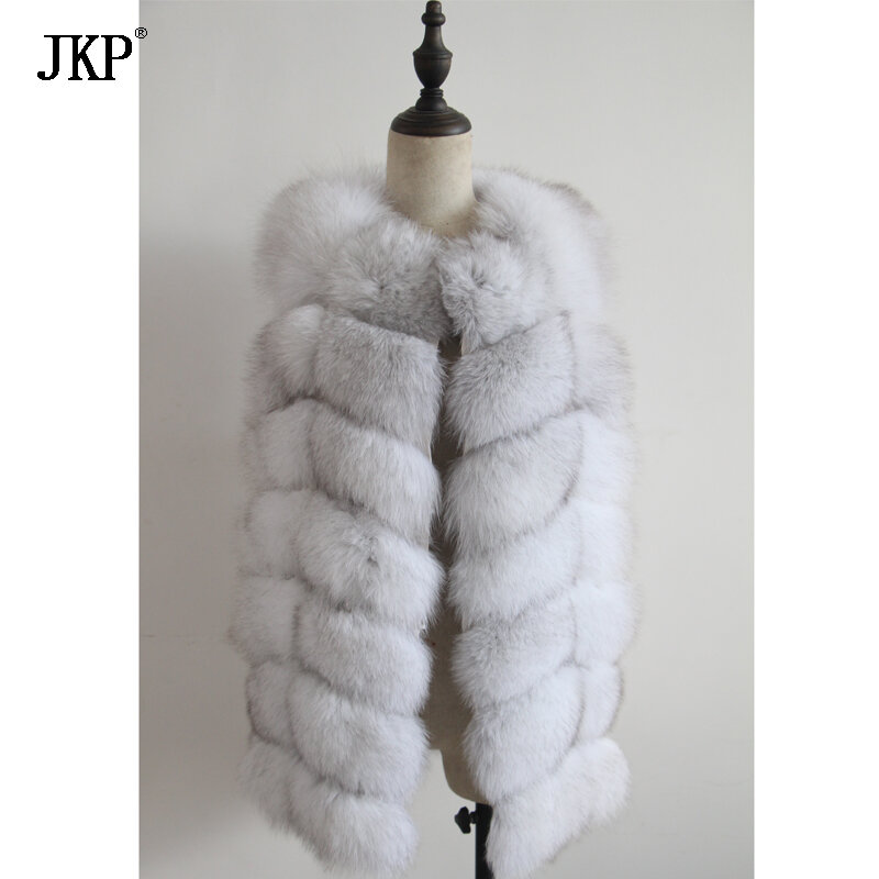 100% 천연 여우털 민소매 코트 여성용, 정품 패션 여우털 조끼, 겨울