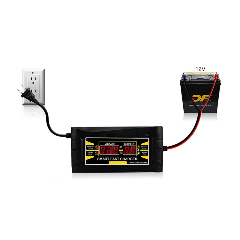 Full Automatic Car Battery Charger Charging 150V/250V To 12V 6A Smart Fast Power Charging + Acid Digital LCD Display EU US Plug