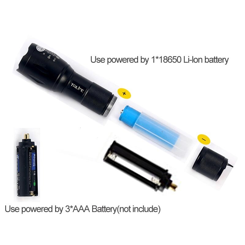 E17 9000 Lums Tactical Flashlight 5Mode CREE XM-L2 T6 LED Zoomable Flashlight Torch by 18650 Rechargeable Battery or AAA Battery