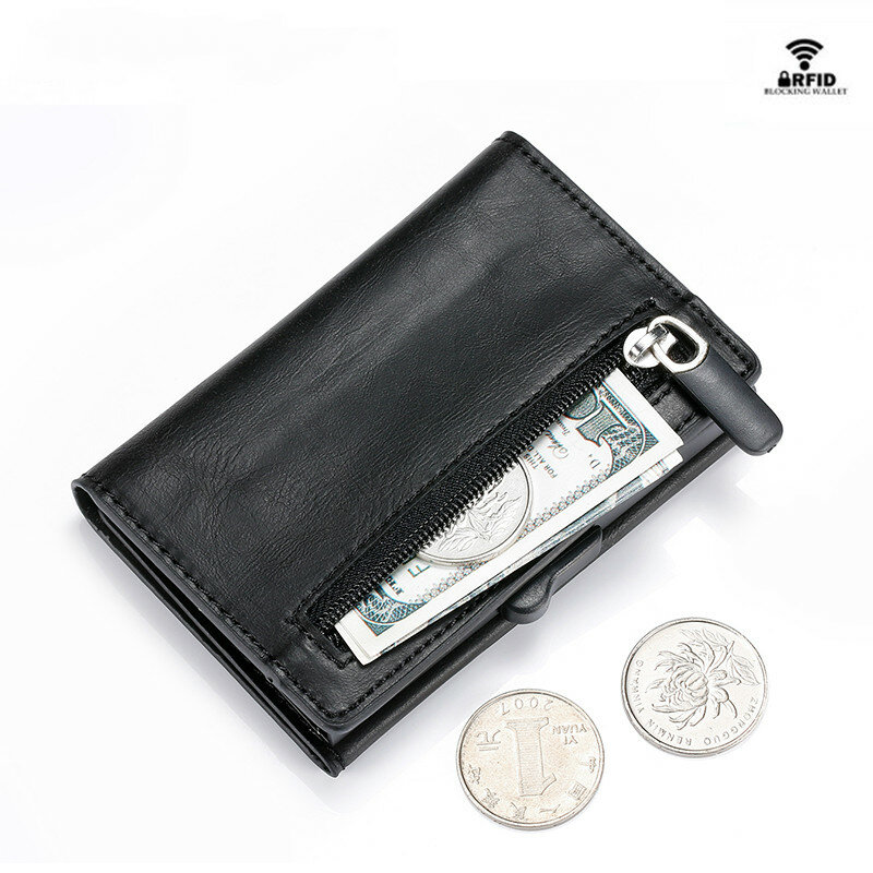 ZOVYVOL 2022 새로운 남성 지갑 RFID 동전 지갑 탄소 섬유 지갑 싱글 박스 스마트 신용 카드 홀더 RFID PU 가죽 ID 카드 케이스