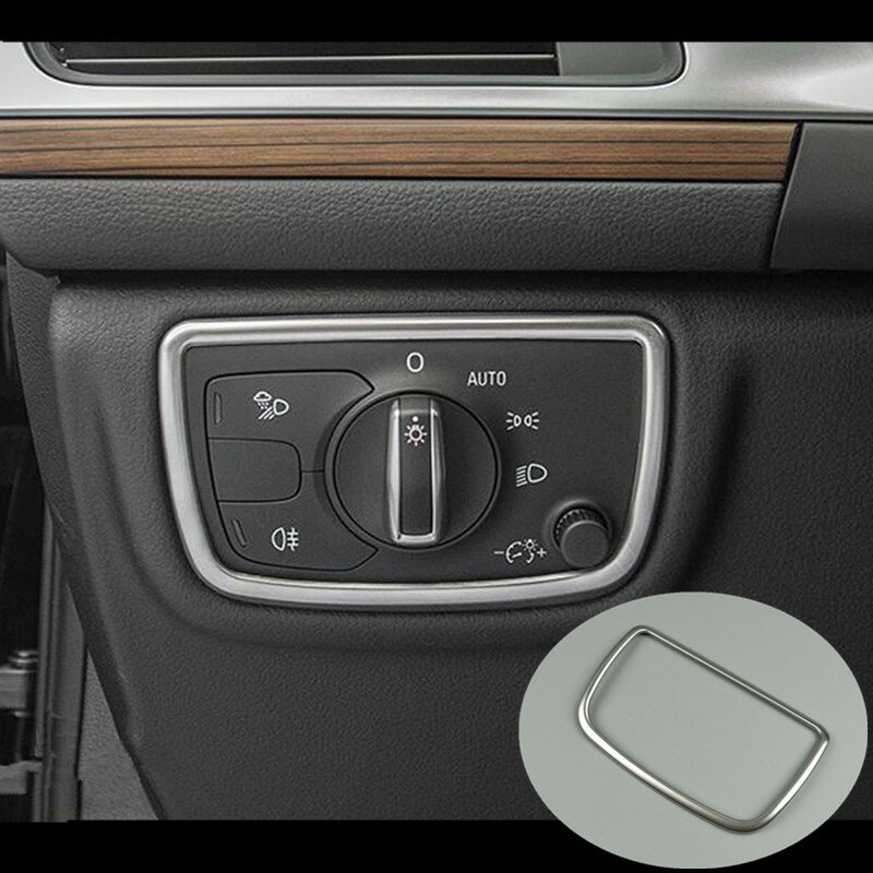 سيارة Frotnt رئيس مفتاح لمبة غطاء إطاري الديكور الفولاذ المقاوم للصدأ ملصق شرائط لأودي A6 C7 2012-2018 اكسسوارات السيارات