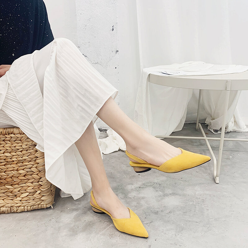 Pointed Toes Ladies Flat Shoes Slip On Mules Womens Shoes Comfort Summer Soft Sexy Close Toes Sandals 2019 Low Heels Shoes Women