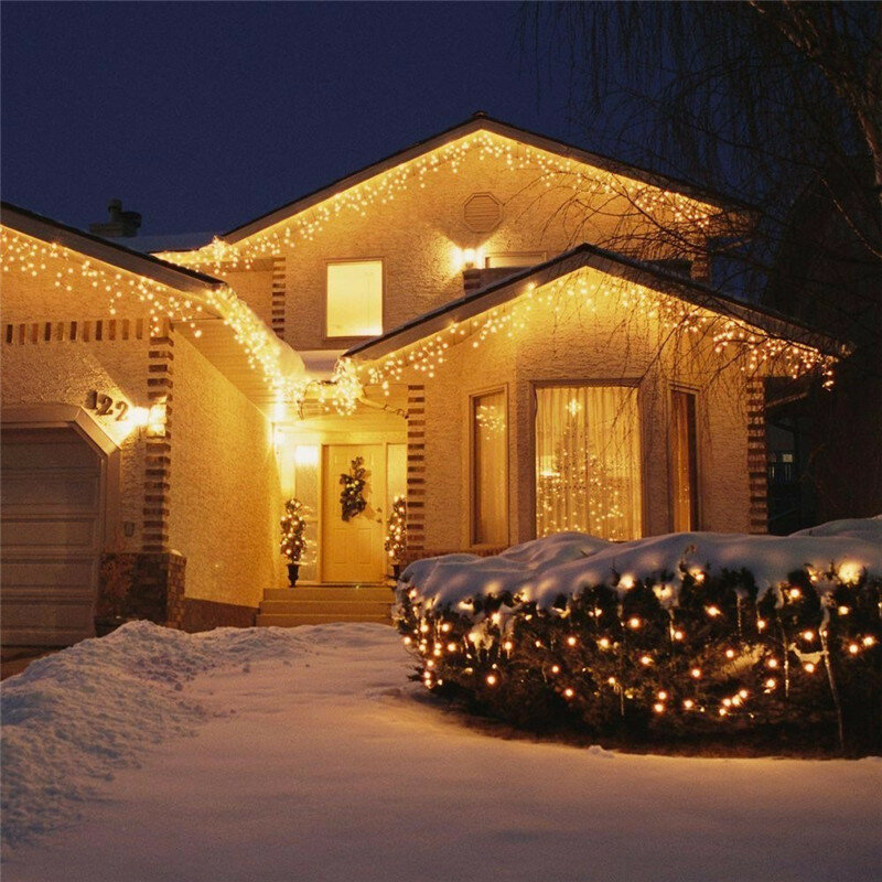 Guirnalda de luces LED navideña, cortina de carámbanos, 220V, 4,5 m, para interior, fiesta, jardín, escenario, luz decorativa para exteriores