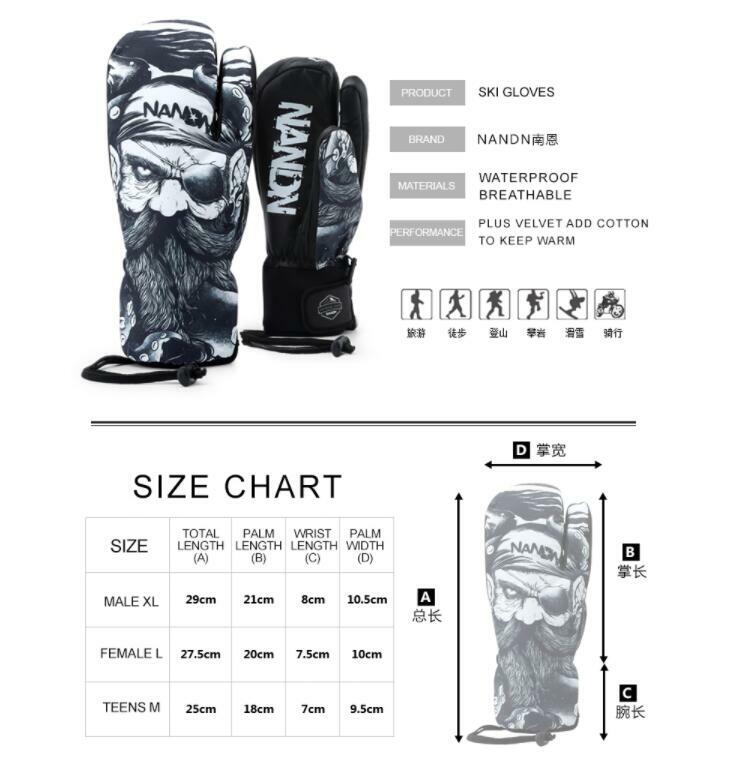 Перчатки NANDN для сноуборда и сноуборда, мужские классические зимние перчатки, перчатки для сенсорных экранов, мужские армейские перчатки