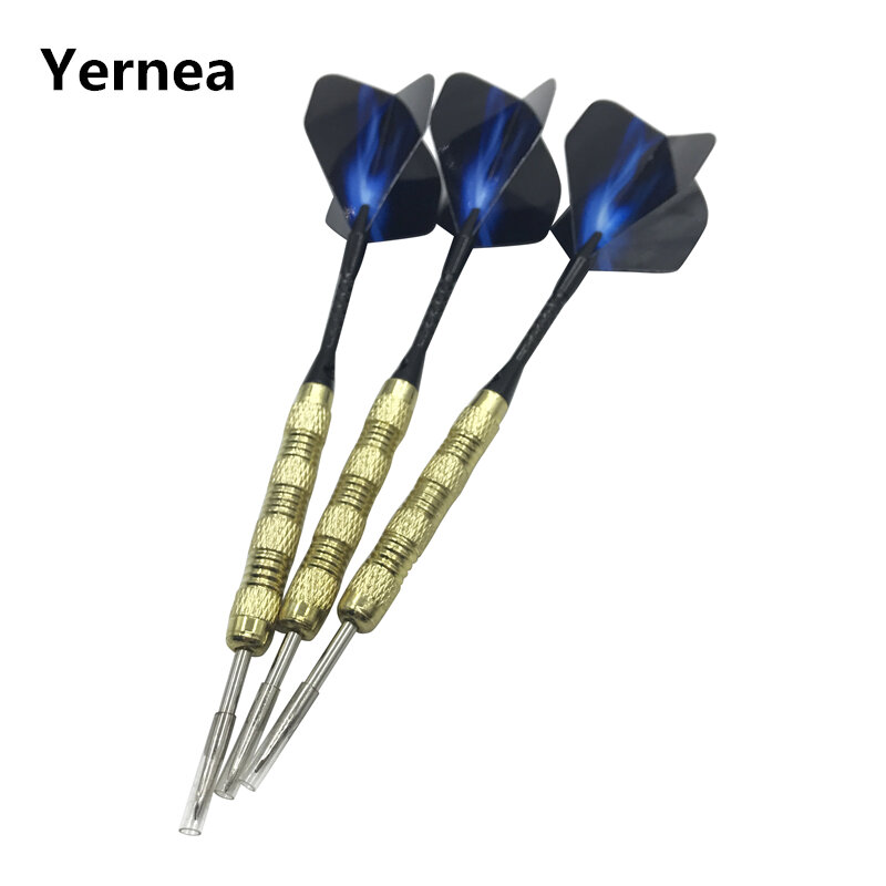 Yernea-dardos de punta de acero de 3 piezas, 15g, para entretenimiento deportivo en interiores, cuerpo de dardo de cobre niquelado, eje de aleación de aluminio