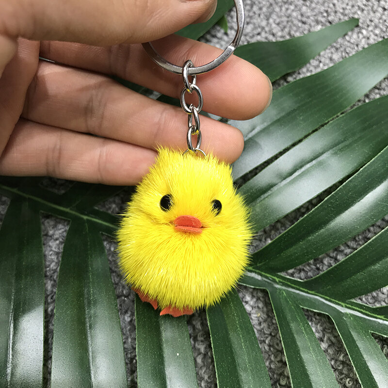 Kuning Nyata Mink Bulu Bulu Ayam Bebek Burung Pesona Ponsel Gantungan Kunci Mobil Key Finder Gantungan Kunci Liontin Aksesoris Fasiion