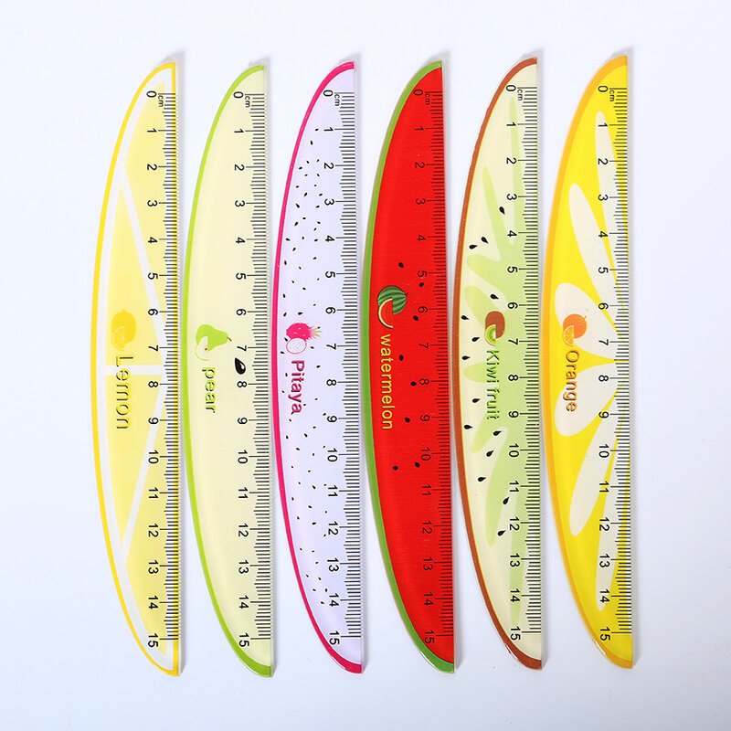 1PC 15cm śliczne Kawaii plastikowa linijka kreatywne owoce linijka dla dzieci Student innowacyjny przedmiot koreańskie piśmiennicze