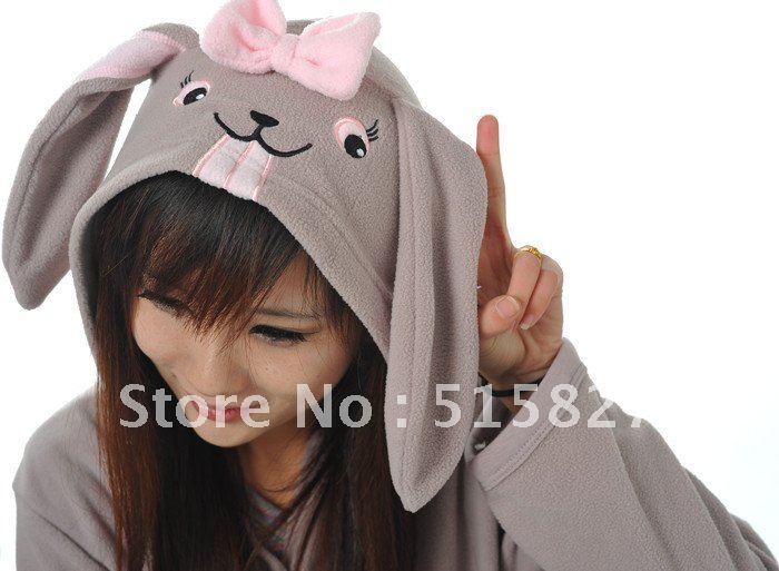 Мышь над изображением для увеличения продавать один как этот новый взрослый унисекс милый серый кролик Пижама для косплея одежда для сна